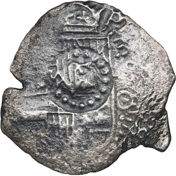 BOLIVIA, Potosí, cob 4 reales, (1650) O, with crown-alone countermark on shield, ex-Ponte, Mastalir