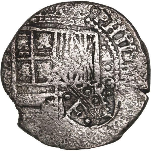 BOLIVIA, Potosí, cob 4 reales, (1650-51) O, with crowned-•F• (four dots) counterma