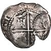 Image 2 : BOLIVIA, Potosí, cob 4 reales, 1651 E, with crown-alone (rare variety) countermark on cross, ex-Pont