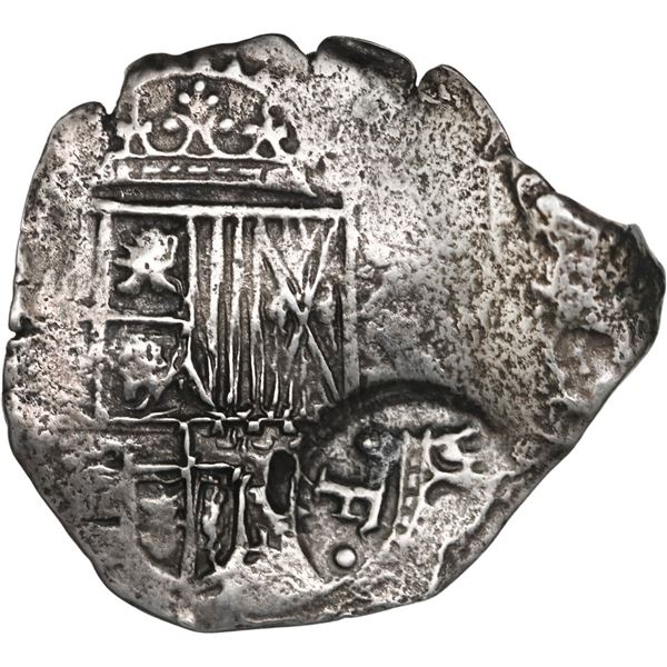 BOLIVIA, Potosí, cob 4 reales, 1651 (modern 5) E, with crowned-•F• (two dots) coun