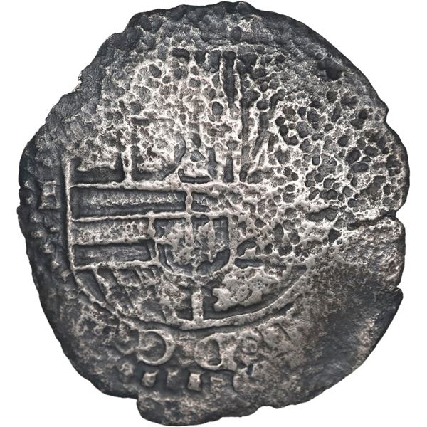 BOLIVIA, Potosí, cob 4 reales, 1651 (modern 5) E, with crown-alone countermark (rare variety) on cro