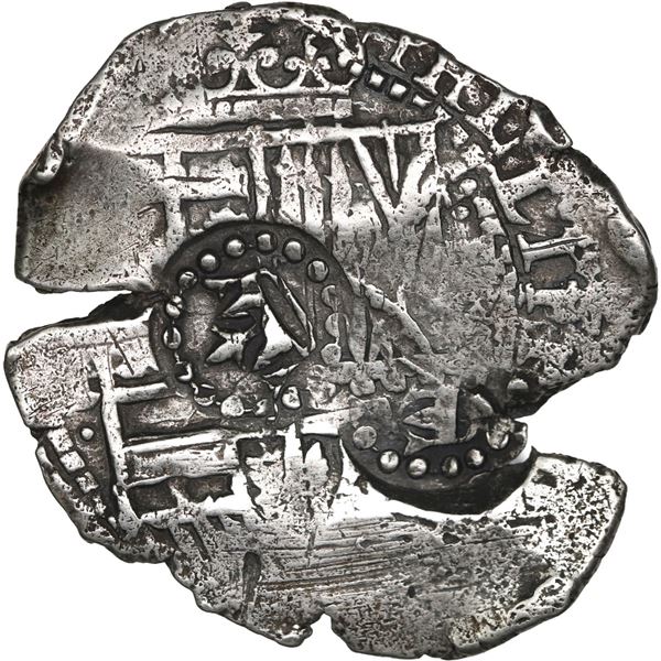 BOLIVIA, Potosí, cob 4 reales, (1651-52) E, with three crown-alone countermarks (rare varieties), tw