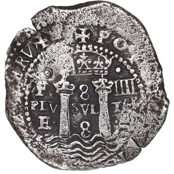 BOLIVIA, Potosí, cob 8 reales, 1652 E, Transitional Type IV/A.