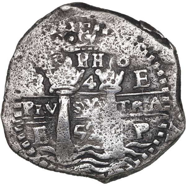 BOLIVIA, Potosí, cob 4 reales, 1652 E, post-transitional (McLean Transitional Type III), 1-PH-6 at t