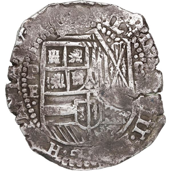 BOLIVIA, Potosí, cob 8 reales, (1651-52) E, with crowned-T countermark on cross, rare, ex-Mastalir (
