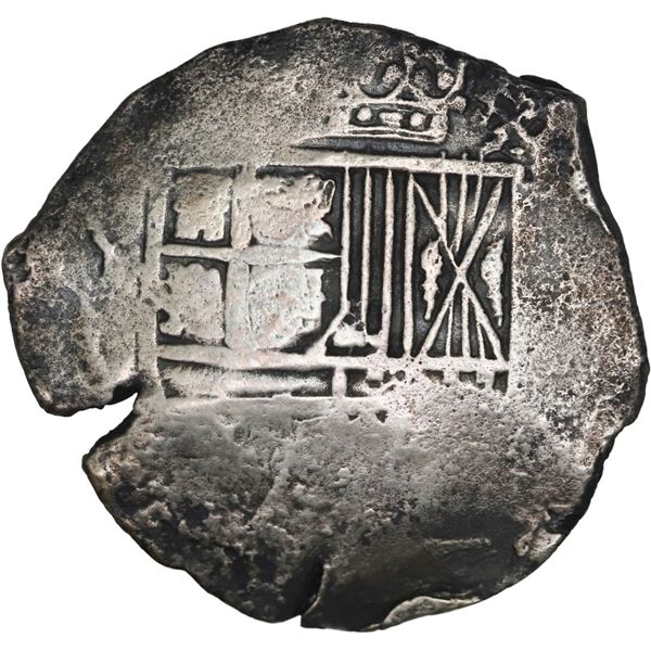 BOLIVIA, Potosí, cob 4 reales, (1651-52) (E), with crown-alone (rare variety) and arms countermarks
