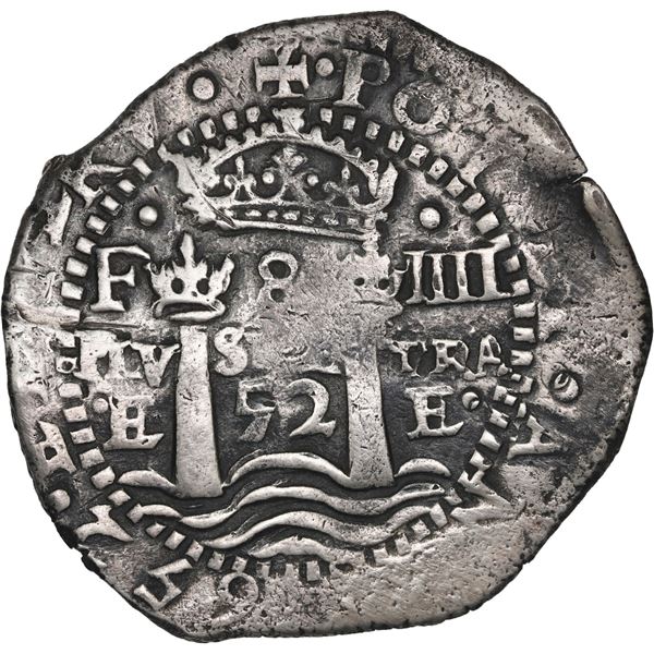 BOLIVIA, Potosí, cob 8 reales, 1652 E, Transitional Type VII/A, ex-Ponte, Mastalir Plate.