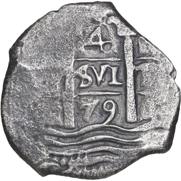 BOLIVIA, Potosí, cob 4 reales, 1679 E, extremely rare, ex-Ponte.