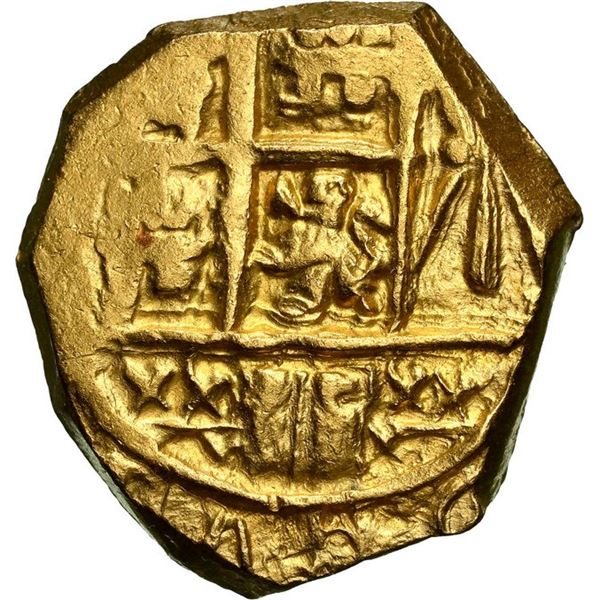 COLOMBIA, Bogotá, gold cob 2 escudos, Charles II posthumous, no assayer (Arce), NGC MS 62 (1715 Flee