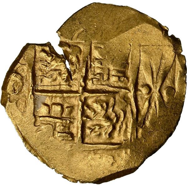 COLOMBIA, Bogotá, gold cob 2 escudos, Charles II posthumous, no assayer (Arce), NGC MS 62 (1715 Flee