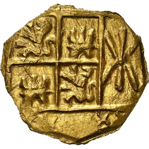 COLOMBIA, Bogotá, gold cob 1 escudo, Charles II posthumous, no assayer (Arce), NGC MS 65 (1715 Fleet