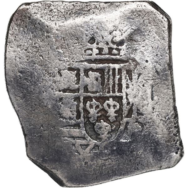 MEXICO, Mexico City, cob 8 reales, (1714) (J), new style shield, old style cross.