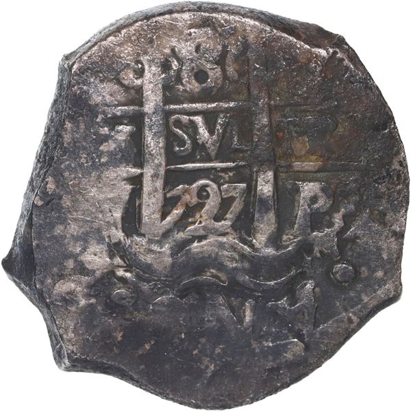 BOLIVIA, Potosí, cob 8 reales, Louis I, 1727 Y, rare.
