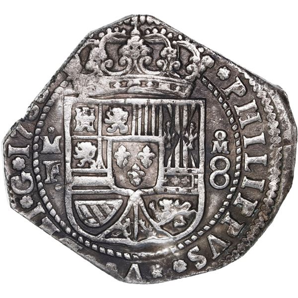 MEXICO, Mexico City, klippe 8 reales, 1733 MF, ex-Ponterio.