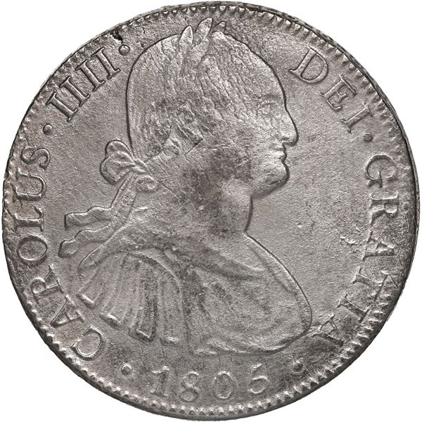 MEXICO, Mexico City, bust 8 reales, Charles IV, 1805 TH.