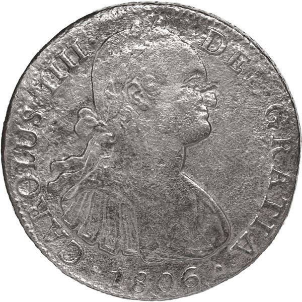 MEXICO, Mexico City, bust 8 reales, Charles IV, 1806 TH.