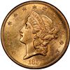Image 1 : UNITED STATES, San Francisco mint, gold $20 Coronet Liberty "double eagle," 1857-S, no serif, right 