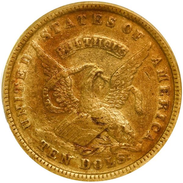 UNITED STATES, San Francisco Assay Office, gold $10, 1852, PCGS XF45 (SS Central America Gold Label)