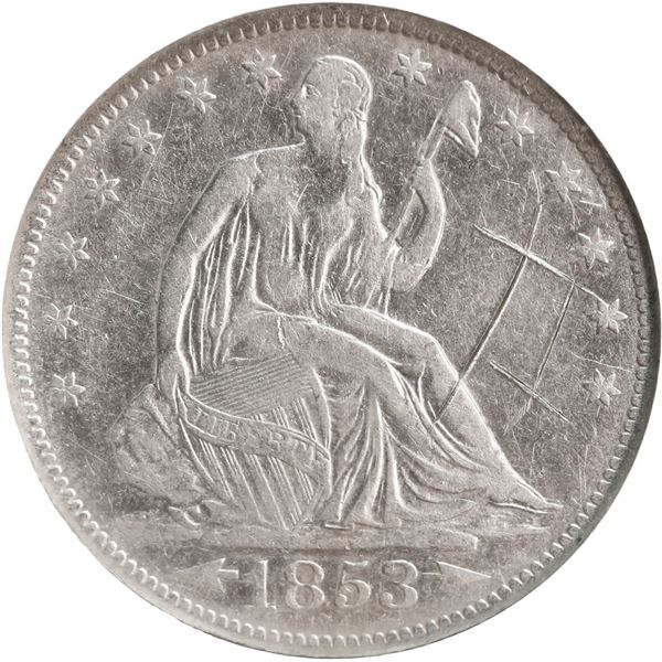 UNITED STATES, New Orleans mint, Seated Liberty half dollar, 1853-O, arrows and rays, NGC / shipwrec