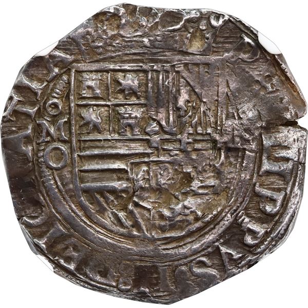 MEXICO, Mexico City, cob 4 reales, Philip II, assayer O below mintmark oM to left, denomination o-II
