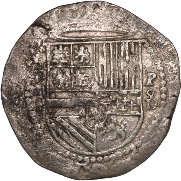 PERU, Lima, cob 4 reales, Philip II, assayer Diego de la Torre, *-o-iiii to left, P-oD/X to right, v
