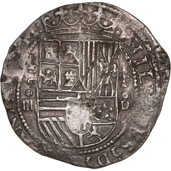 PERU, Lima, cob 4 reales, Philip II, assayer Diego de la Torre, *-o-iiii to left, P-oD to right, ex-
