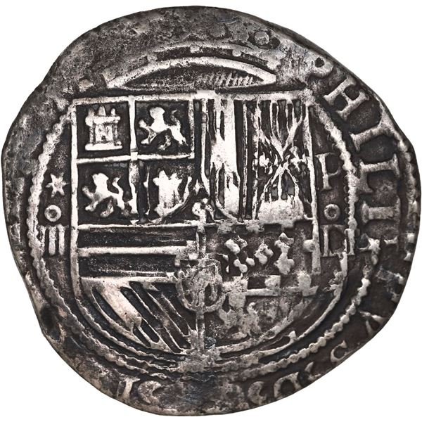 PERU, Lima, cob 4 reales, Philip II, assayer Diego de la Torre, *-o-iiii to left, P-oD to right, ex-