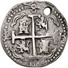 Image 2 : PERU, Lima, cob 8 reales Royal (galano), 1704 H, very rare, NGC VF details / holed, finest and only