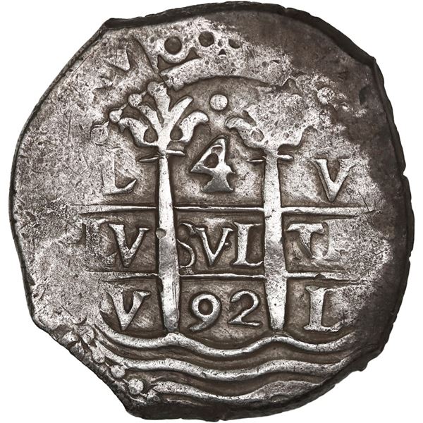 PERU, Lima, cob 4 reales, 1692 V, ex-Ponte.