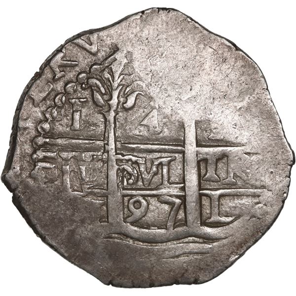 PERU, Lima, cob 4 reales, 1697 H, ex-Ponte.