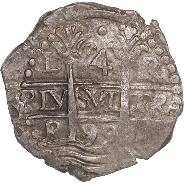 PERU, Lima, cob 4 reales, 1699 R, ex-Ponte.