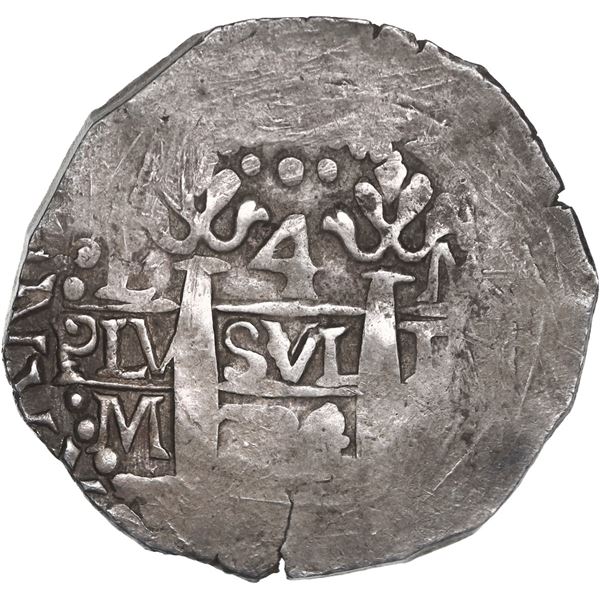 PERU, Lima, cob 4 reales, 1724/3 M, extremely rare, ex-Ponte.