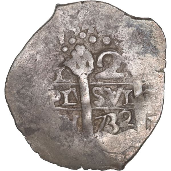 PERU, Lima, cob 2 reales, 1732 N, ex-Ponte.