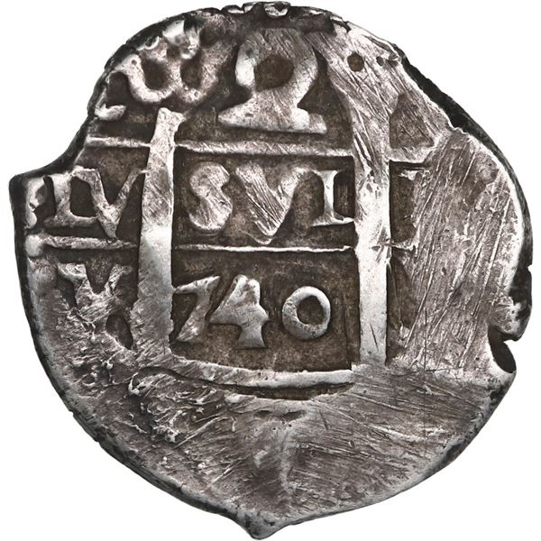 PERU, Lima, cob 2 reales, 1740 V, ex-Ponte.