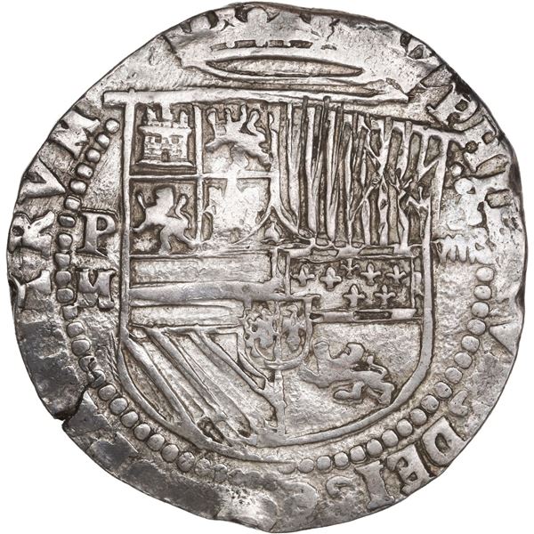 BOLIVIA, Potosí, cob 8 reales, Philip II, assayer M, legend DEI,G,ISPANIARVM, very rare, ex-Ponte.