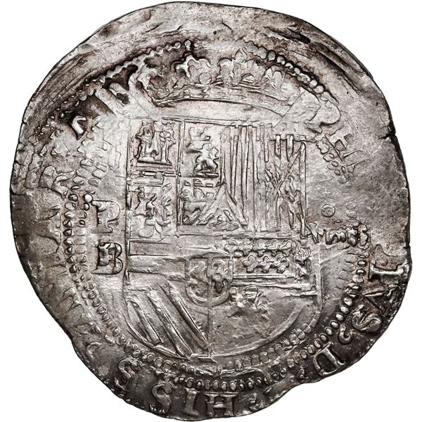 BOLIVIA, Potosí, cob 8 reales, Philip II, assayer B (1st period), rare, ex-Ponte.