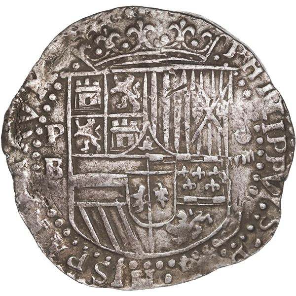 BOLIVIA, Potosí, cob 8 reales, Philip II, assayer B (late 3rd period), ex-Ponte, ex-Sellschopp (Plat