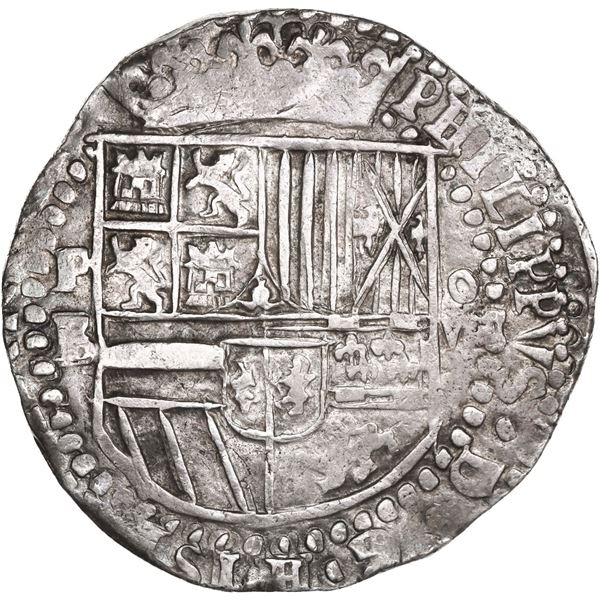 BOLIVIA, Potosí, cob 8 reales, Philip II, assayer B (late 3rd period), ex-Ponte.