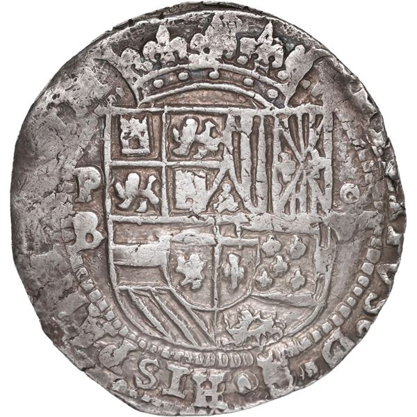 BOLIVIA, Potosí, cob 8 reales, Philip II, assayer B (5th period, early style).