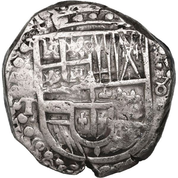 BOLIVIA, Potosí, cob 8 reales, 1629 T, denomination •8•, heavy-dot borders.
