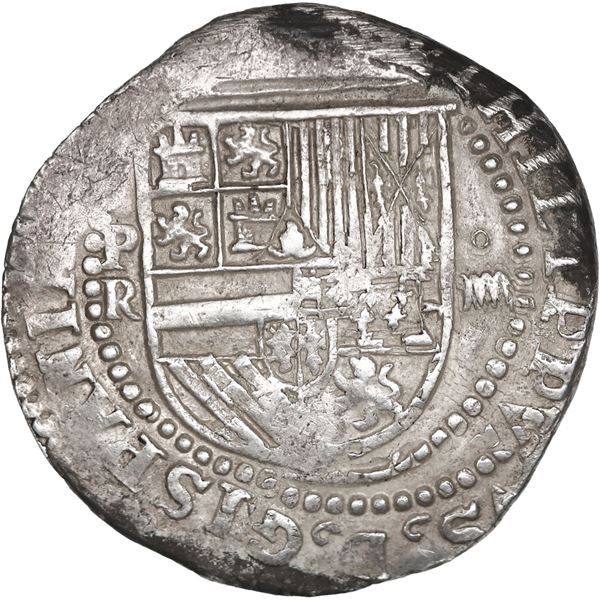 BOLIVIA, Potosí, cob 4 reales, Philip II, assayer R (Rincón) to left, ex-Ponte, ex-Sellschopp (Plate