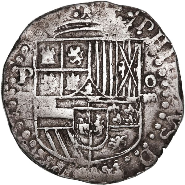 BOLIVIA, Potosí, cob 4 reales, Philip II, assayer B (late 3rd period), ex-Ponte.