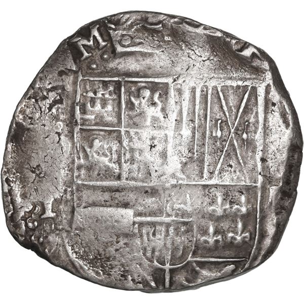 BOLIVIA, Potosí, cob 4 reales, 1618 T, "flat" lions, ex-Ponte.