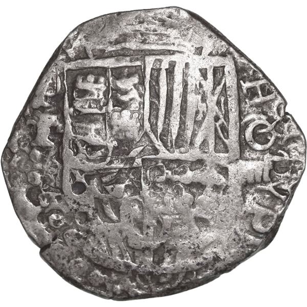 BOLIVIA, Potosí, cob 4 reales, 1618 T, quadrants of cross transposed, ex-Ponte.