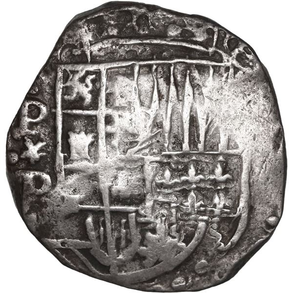 BOLIVIA, Potosí, cob 4 reales, Philip IV, assayer P (1620s), quadrants of cross transposed, "flat" l