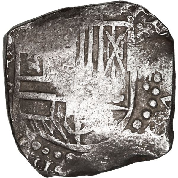 BOLIVIA, Potosí, cob 4 reales, 1628 T/P, "hunched over" lions, very rare, ex-Ponte.