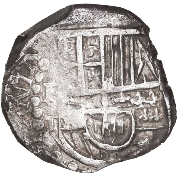 BOLIVIA, Potosí, cob 4 reales, 1629 T, no dot between mintmark and assayer, "hunched over" lions, ra