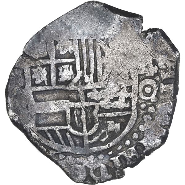 BOLIVIA, Potosí, cob 4 reales, (1650) O, with crowned-T countermark on cross (unique), ex-Ponte, Mas