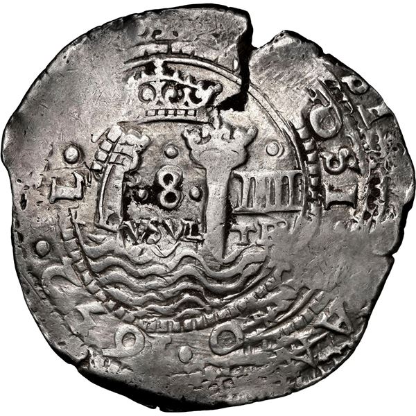 BOLIVIA, Potosí, cob 8 reales, 1652 E, Transitional Type I, rare, NGC AU 55, finest and only example