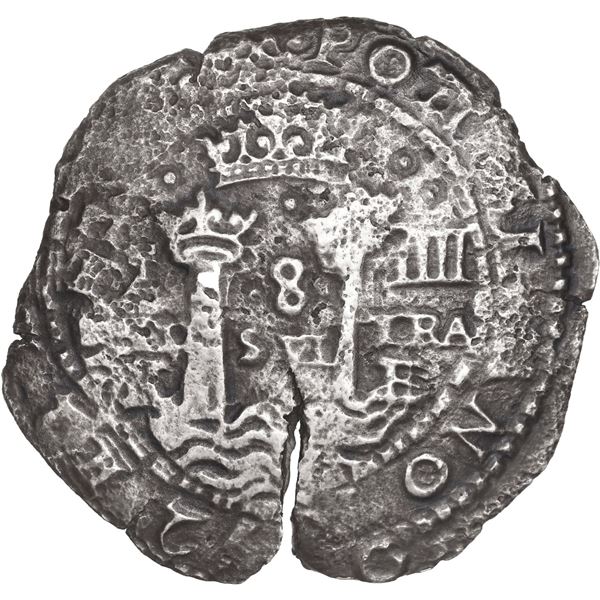 BOLIVIA, Potosí, cob 8 reales, 1652 E, Transitional Type II, very rare, ex-Ponte, ex-Capitana, Mast